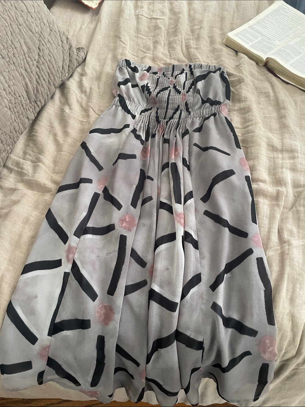 Madewell Strapless Gray Midi Dress